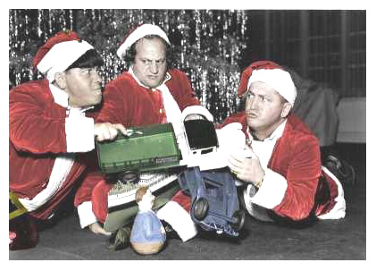 TRAIN COLLAGE THREE STOOGES CHRISTMAS GIFT FIGHTING