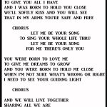 DENNIS CHANDLER LIZ CHANDLER LET ME BE YOUR SONG LYRIC SHEET