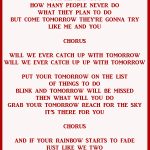 DENNIS CHANDLER LARRY BRENNER SONG WILL WE EVER CATCH UP WITH TOMORROW